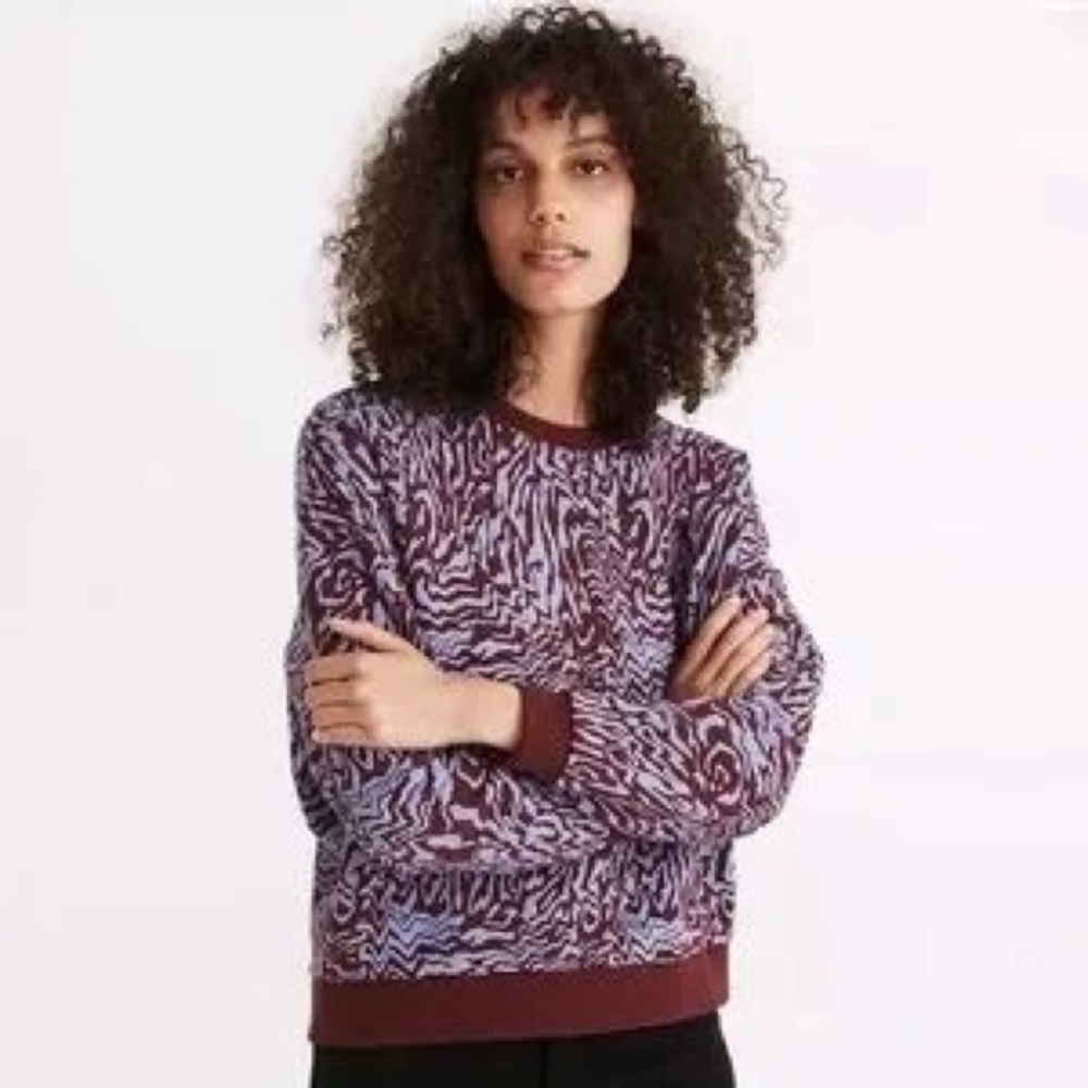 Madewell Oversized Sweatshirt in Tigerized Print sweater size small